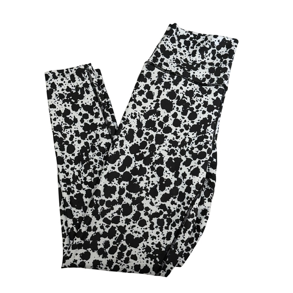 Sage Collective Women Small Black White Splatter Print High Rise Active Leggings